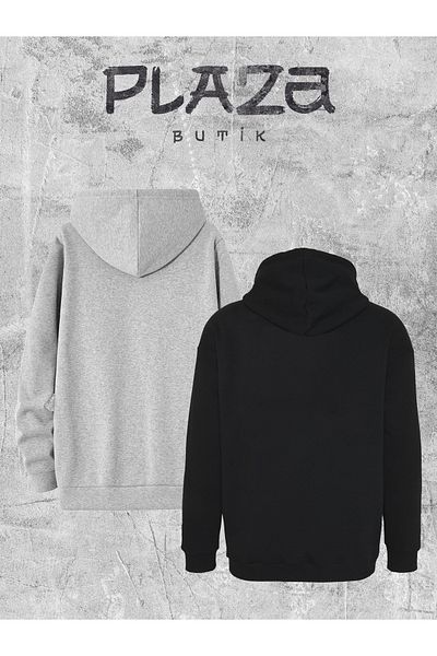 Plaza Butik Pachet de 2 hanorace supradimensionate cu glugă