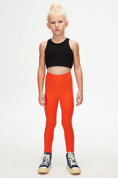 LOVETTI New York Printed Orange Girl's Winter Hooded Leggings