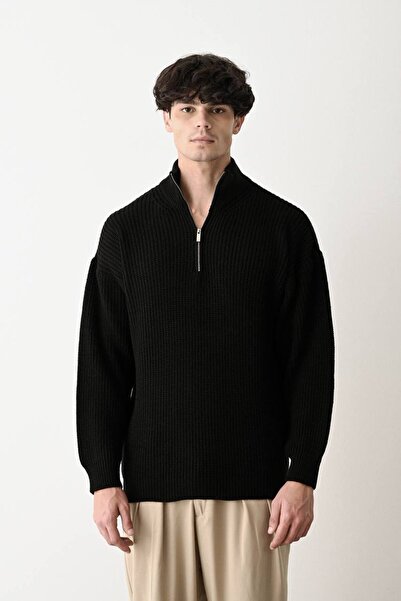 MARRAKECH Steel Knitted Oversize Half Zipper Sweater Kzk1902