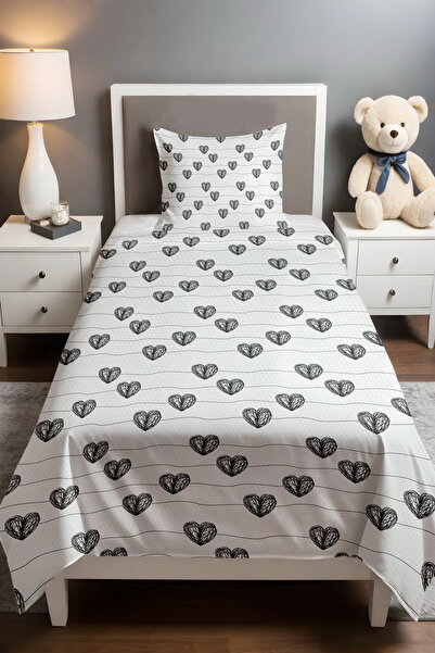 EVPANYA Gray Knitted Hearts Patterned Pique Set
