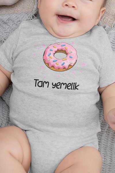 Overoz Donut Printed Organic Cotton Baby Bodysuit - 100% Full Feeding, Snap-On Bodysuit Jumpsuit 5263-g