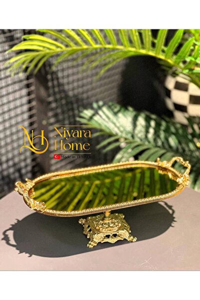 Eslim Döküm Gold Aynalı Kulplu Sunumluk