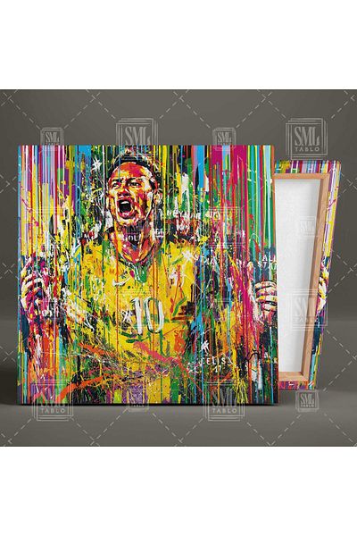 SML TABLO Θρυλικός ποδοσφαιριστής Neymar Brazil Street Art Graffiti Τετράγωνος πίνακας σε καμβά