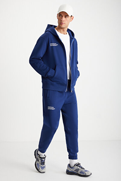 GRIMELANGE Pánská mikina Maxwell se 3 vlákny v námořnické modré