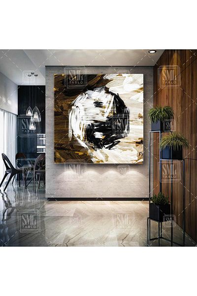 SML TABLO Ying Yang Abstract Yingyang Καλοσέρηδες και Κακοσέρες Ασπρόμαυρο Αντίθετο Αφηρημένο Τετράγωνο Πίνακας σε καμβά