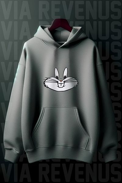 Vordevia Hanorac cu glugă, cu 3 fire, cu imprimeu Bugs Bunny