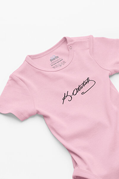 Overoz بدلة أطفال عضوية مطبوعة بتوقيع أتاتورك - 100% قطن، بدلة بادي 5110-P