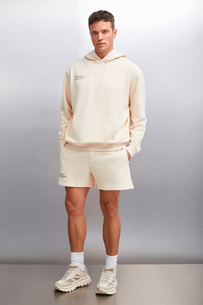 GRIMELANGE Ανδρικό φούτερ PAWAN Vanilla με Fleece Εσωτερική λεπτομέρεια εκτύπωσης