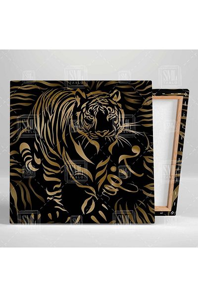 SML TABLO Χρυσό ριγέ Tiger Siberian Tiger Μοντέρνο τετράγωνο ζωγραφική σε καμβά