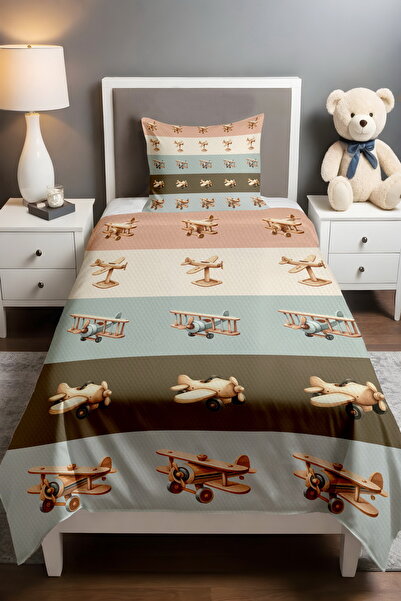 EVPANYA Toy Striped Planes Patterned Pique Set