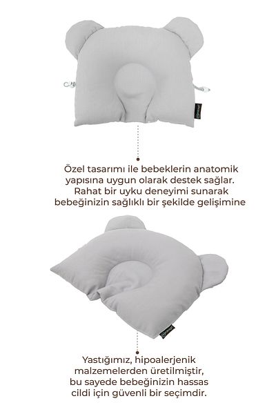 mordesign Adjustable Baby Flat Head Pillow, Newborn Head Pillow, Baby Sleeping Pillow, Morbear Series