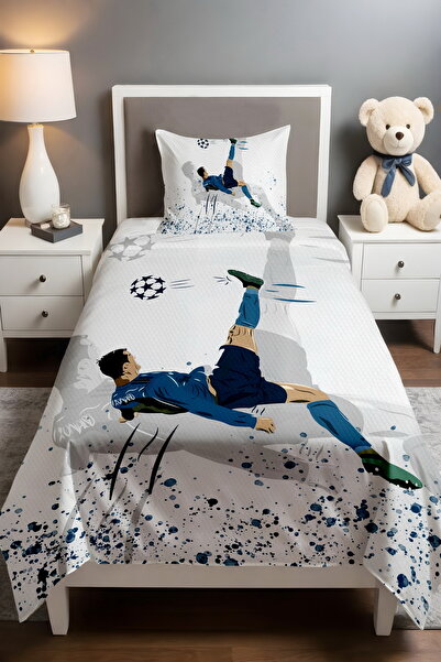 EVPANYA Navy Blue Jersey Football Patterned Pique Set