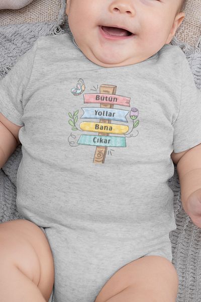 Overoz Gray Badi Snap-On Bodysuit - Organic 100% Cotton Baby Bodysuit 5853-g