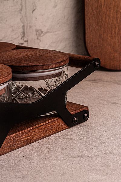 Snippy Grade Milla Round Glass Breakfast Snack Bowl with 4 Square Trays - Wooden Vacuum Lid 235 ml