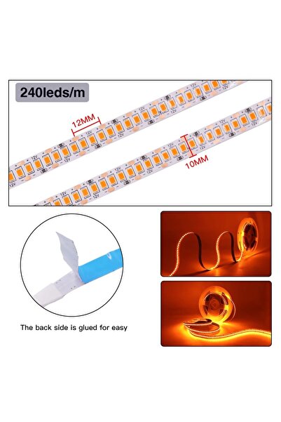 Ledarmy 5metre 240 LED/m şerit Led kırmızı hortum kendinden yapışkanlı güçlü yüksek performans SMD2835 12V