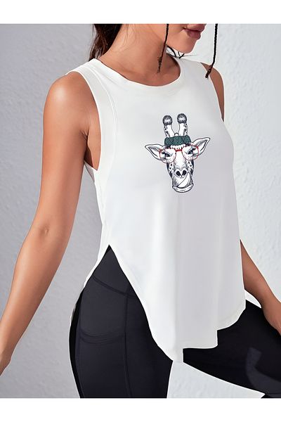 CDA Classy Giraffe White Women's Sports Tank Top