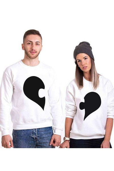 Tshirthane Heart Puzzle Lover Combinations Sweatshirt Couple Combination