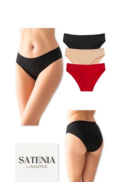 SATENIA LINGERIE Chiloți de bikini casual din bumbac pentru femei, pachet de 3