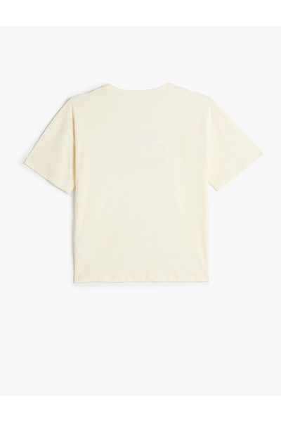 Koton Crew Neck Short Sleeve T-Shirt - Slogan Printed