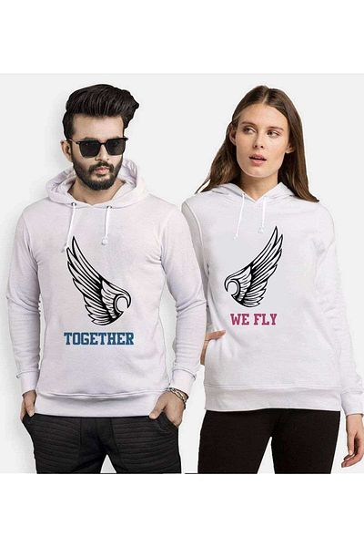 Tshirthane Together We Fly Lover Combinations Hooded Couple Combination