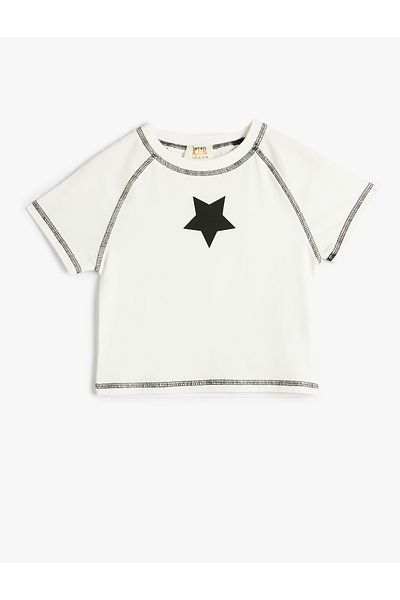 Koton Star Printed Short Sleeve Crew Neck T-Shirt