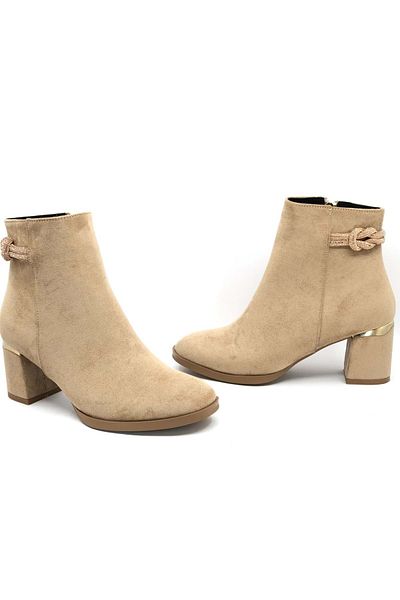 KCMN Feles Knot Ankle Stone Γυναικείες Μπότες Skin-suede