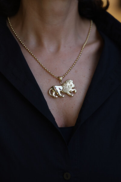 Yenigün Kuyumculuk 14 Ayar Altın Top Zincirde Aslan Kolye