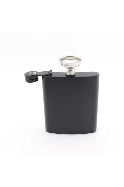 BGA Black 6oz Stainless Steel Flask - Outdoor Camping
