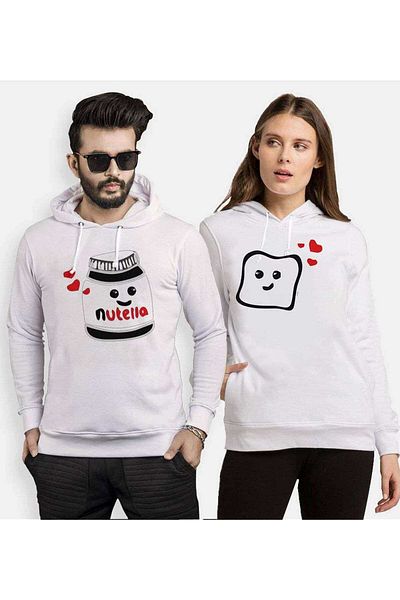 Tshirthane Lover Combinations - Nutellam Bread Slice Hooded Couple Combination