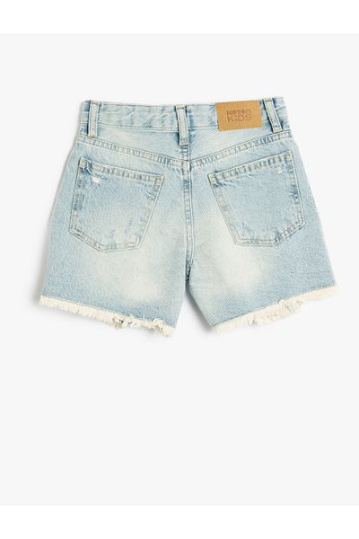 Koton Mini pantaloni scurți din denim din bumbac - cu detaliu de buzunar și nasturi