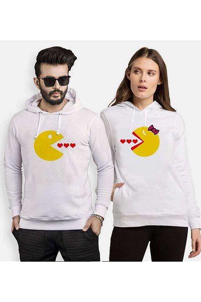 Tshirthane Pacman Heart Lover Combinations Hooded Couple Combination