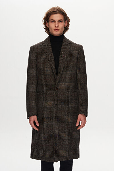 Tween Slim Fit Kahverengi Yün Viskon Karışımlı Guabello Palto