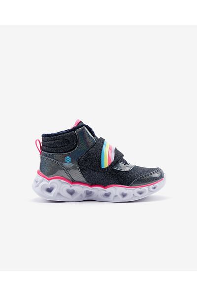 SKECHERS Heart Lights - Brilliant Rainbow Big Girl's Blue Lighted Boots 302669L Nvpk