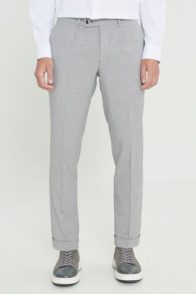 ALTINYILDIZ CLASSICS Men's Grey-Anthracite Comfort Fit Relaxed Cut Side Pocket Patterned Elastic Waist Trousers