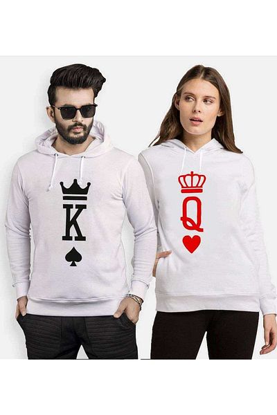 Tshirthane K Q King Queen Lover Combos Hooded Couple Combination