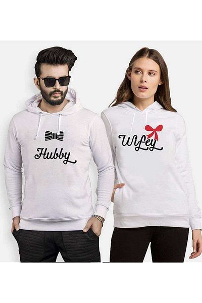 Tshirthane Hubby Wifey Lover Combinations Hooded Couple Combination