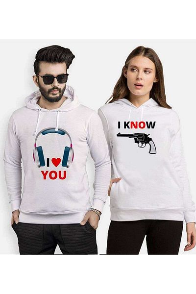 Tshirthane Dear Hooded Couple Combination - I Love You I Know