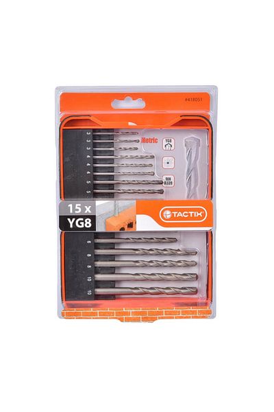 Tactix 15-Piece Carbon Steel Concrete Drill Bit Set 418051