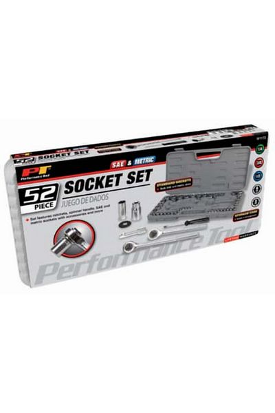 Performance Tool 52-Piece Metric and SAE Socket Set W1172