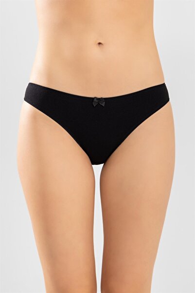 BAYKAR Chiloți din bumbac cu tăietură bikini pentru femei Basic Black - Pachet de 3