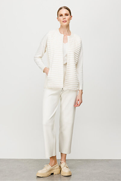 Butik Triko Plush Combination Zippered Knitwear Vest