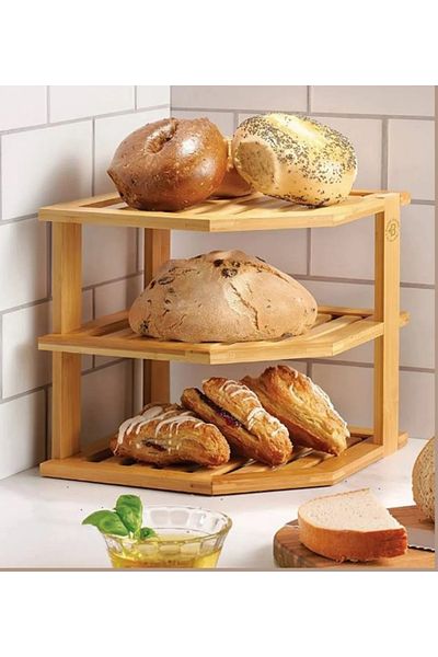 Ramo's 2-Tier Bamboo Running Spider Shelf - Wood Kitchen Storage Shelf Counter Top