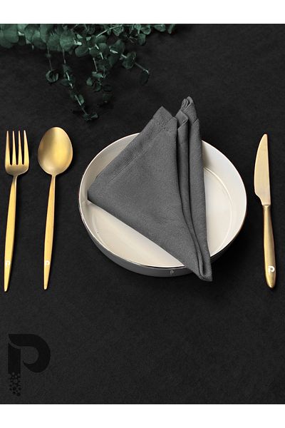 Perle Gray Kumash Napkin - Daily Series, Velvet Look