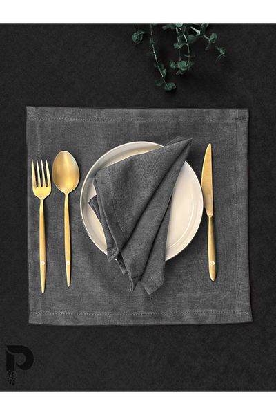 Perle Gray Kumash Napkin - Daily Series, Velvet Look