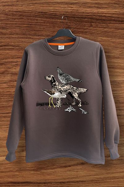 WİDİ Φούτερ Hunting Setter - Sickle Printed 100% Cotton Regular Fit Crew Neck Φούτερ