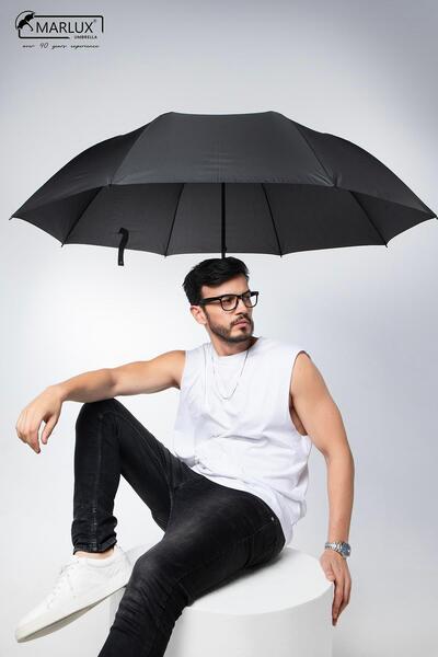 Marlux 8 Telli Büyük Boy Manuel Protokol Kamp Ve Plaj Şemsiyesi Siyah Demir A...