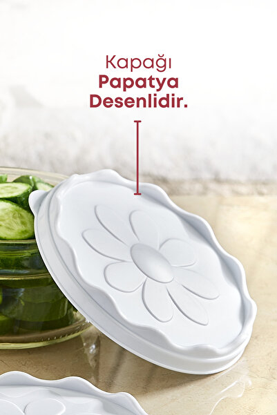 grimorlife 3 Pieces White Plastic Breakfast Glass Bowl with Lid - Breakfast Storage Container 415 Cc