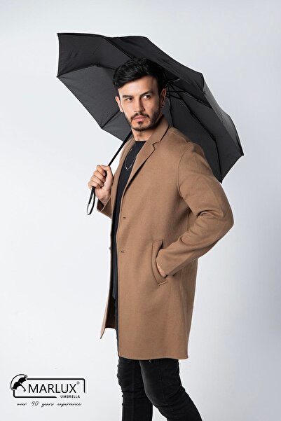 Marlux 8 Telli Otomatik Rüzgara Dayanıklı Kılıflı Şemsiye Siyah Mpr2009