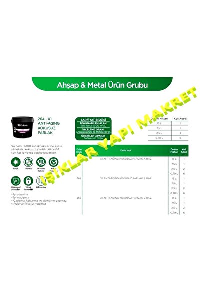 Polisan Ahşap&metal Boyası-su Bazlı-x1 Antiaging-kokusuz-parlak 0,70litre(900GR.)-siyah