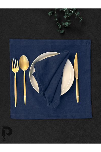 Perle Space Blue Fabric - Napkin, Dai?Ly Series, Velvet Look